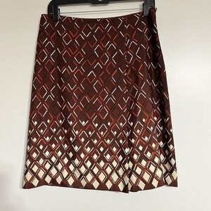 Eddie Bauer Burgundy Knee‎ Length Geometric Pattern Skirt Women's Size 4